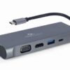 ADAPTADOR MULTIP GEMBIRD USBC 7EN1 HUB3.0,HDMI,VGA,PD,LECTOR TARJETAS,AUDIOGRIS