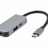 ADAPTADOR MULTIPUERTO USB TIPO C 3 EN 1 PUERTO USB HDMI PD PLATA