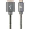 CABLE DE CARGA Y DATOS GEMBIRD USB TIPO C DE METAL EN ESPIRAL PREMIUM, 1 M, GRIS