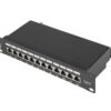 PATCH PANEL LANBERG 12 PUERTOS 1U 10" CAT.6 BLINDADO NEGRO