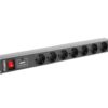 REGLETA LANBERG 1U 16A RACK 19 7X SOCKET NEGRO 2M