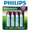 PACK DE 4 PILAS AAA PHILIPS R03B4A95/10/ 1.2V/ RECARGABLES