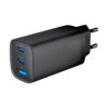 CARGADOR RAPIDO USB GEMBIRD POWER DELIVERY GAN DE 3 PUERTOS Y 65 W, NEGRO