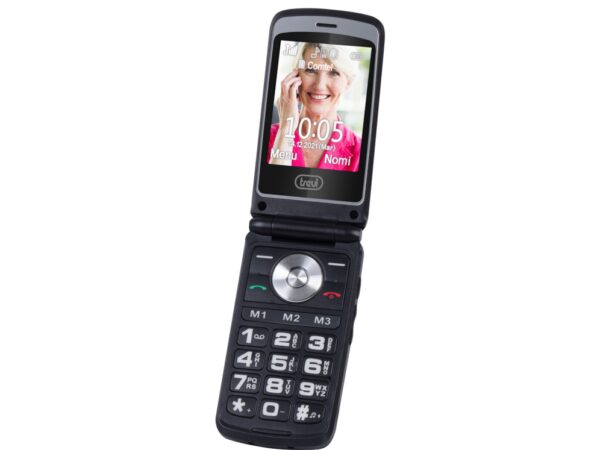 TELEFONO TREVI FLEX PLUS 65 FLIP SENIOR PHONE DUAL SCREEN FUNCION S.O.S. BLACK